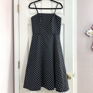 VTG Jody California Black White Polka Dot Crinoline Dress USA Fit &‎ Flare XS/S